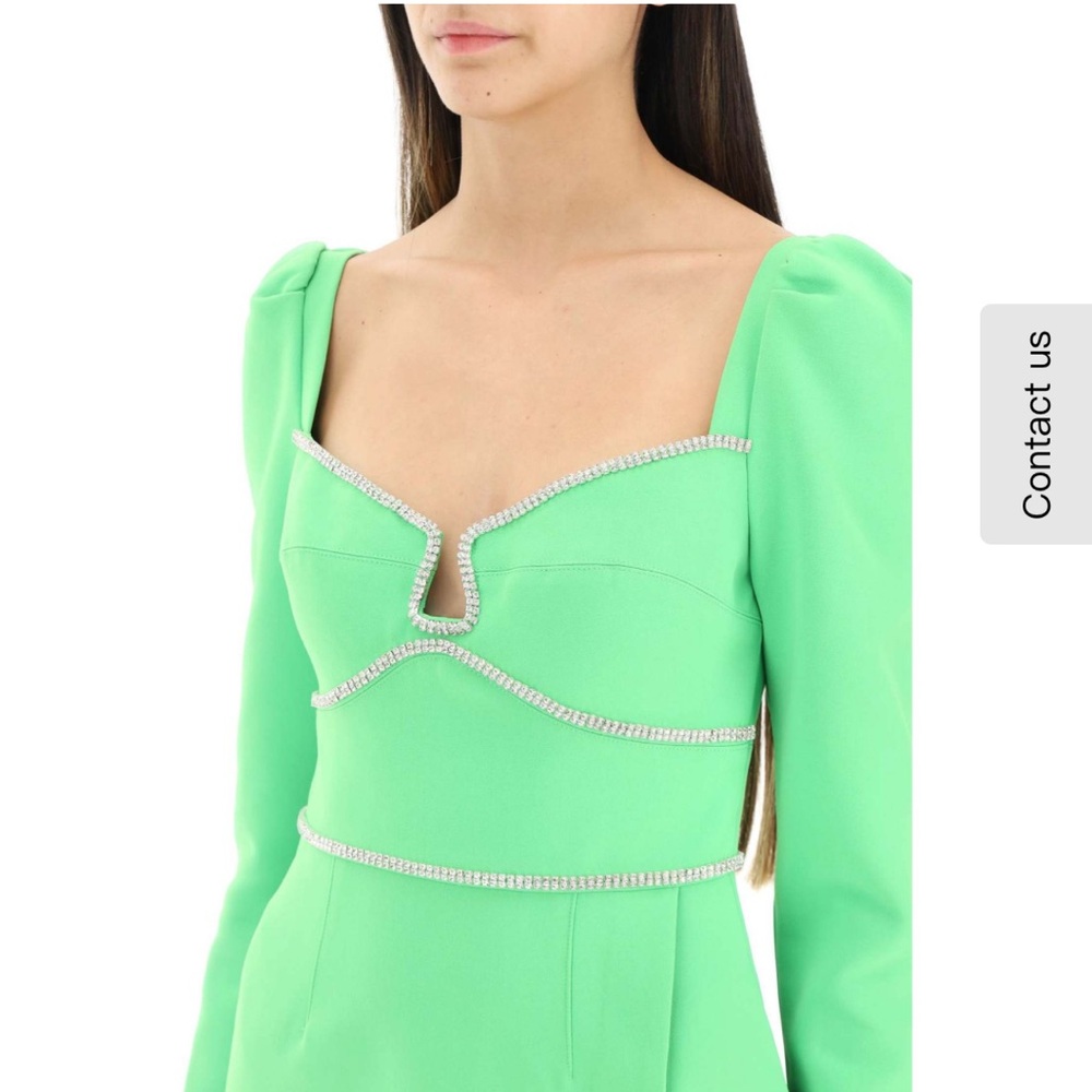 Elegant Green Dress with Crystal Accents